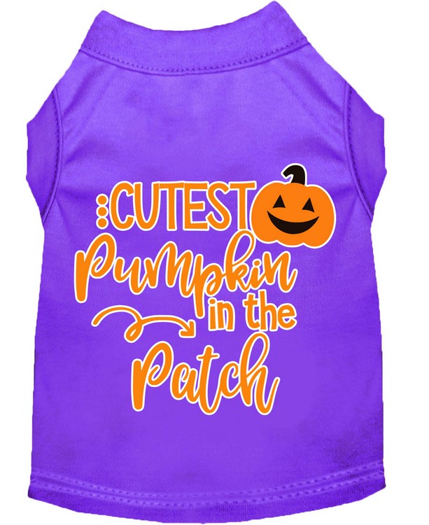 Cutest Pumpkin in the Patch Screen Print Dog Shirt Purple Med